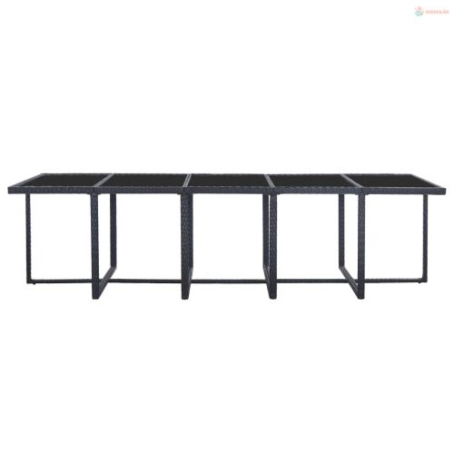 15 részes fekete polyrattan kültéri étkezőszett párnákkal
