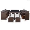 15-részes barna polyrattan kültéri étkezőszett párnákkal