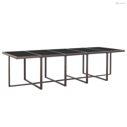 15-részes barna polyrattan kültéri étkezőszett párnákkal