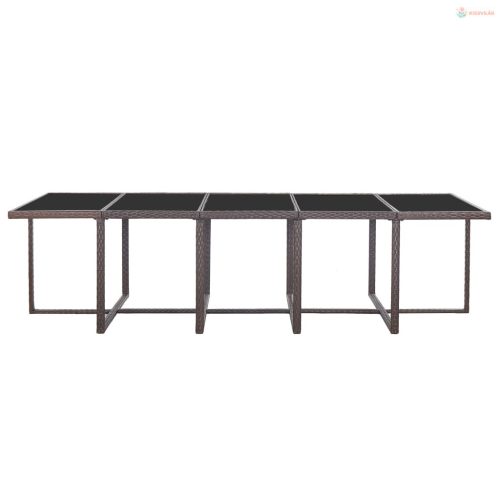 15-részes barna polyrattan kültéri étkezőszett párnákkal