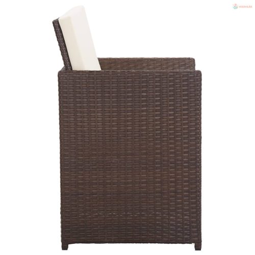 15-részes barna polyrattan kültéri étkezőszett párnákkal