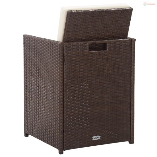 15-részes barna polyrattan kültéri étkezőszett párnákkal