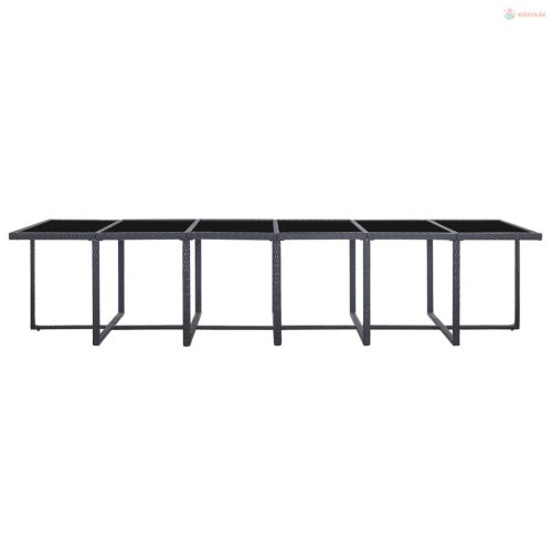 17 részes fekete polyrattan kültéri étkezőszett párnákkal