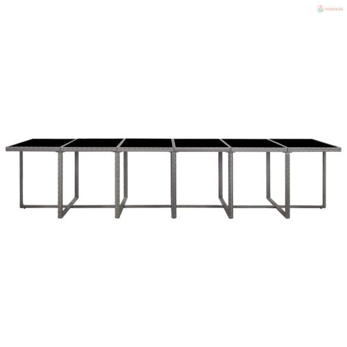 17 részes szürke polyrattan kültéri étkezőgarnitúra párnákkal