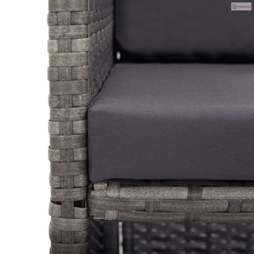 17 részes szürke polyrattan kültéri étkezőgarnitúra párnákkal