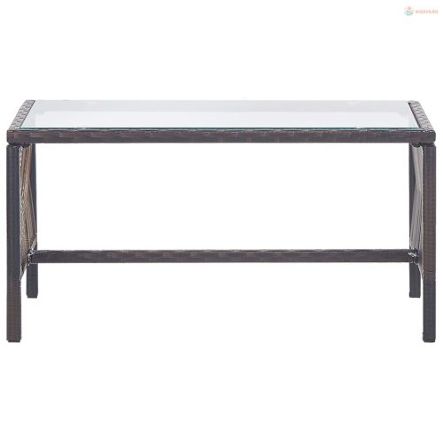 4-részes barna  kerti polyrattan bútorszett párnákkal