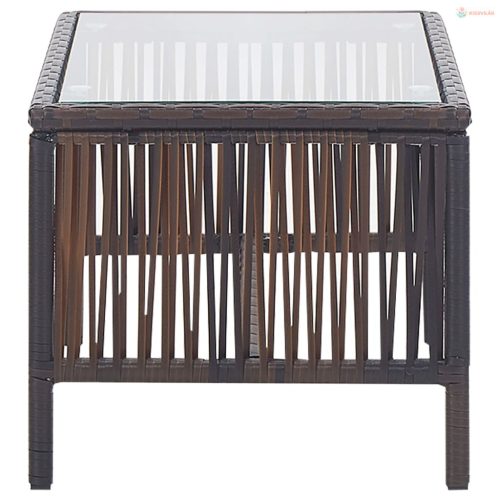 4-részes barna  kerti polyrattan bútorszett párnákkal