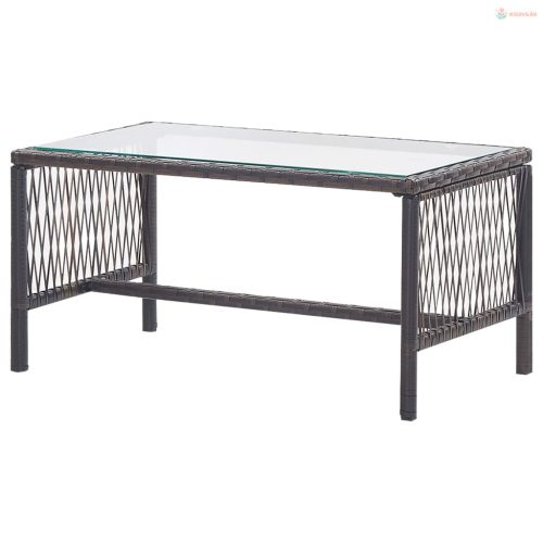 4-részes barna  kerti polyrattan bútorszett párnákkal