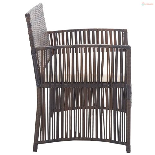 4-részes barna  kerti polyrattan bútorszett párnákkal