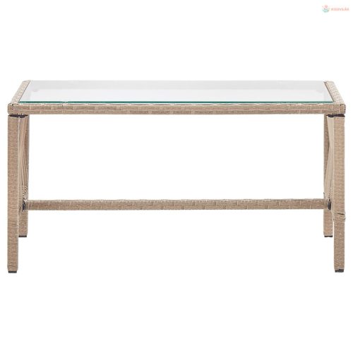 4 részes bézs kerti polyrattan bútorszett párnákkal