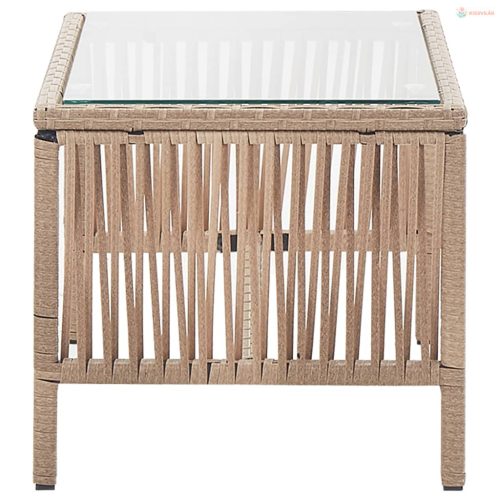 4 részes bézs kerti polyrattan bútorszett párnákkal