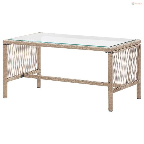 4 részes bézs kerti polyrattan bútorszett párnákkal