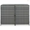 Antracit polyrattan dupla tároló gurulós kukához 148x77x111 cm