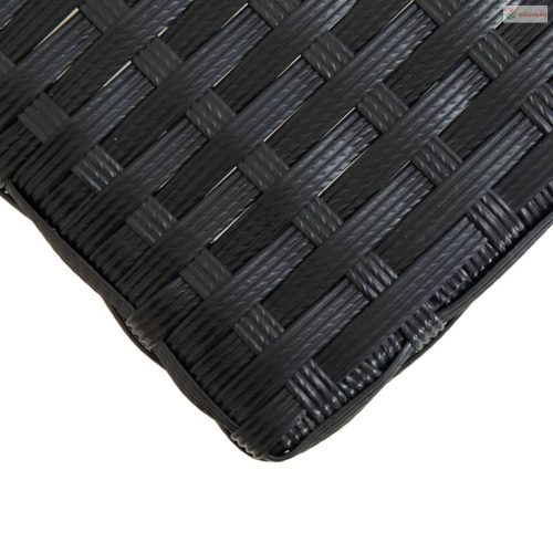 Fekete polyrattan és tömör akácfa kerti pad 120 cm