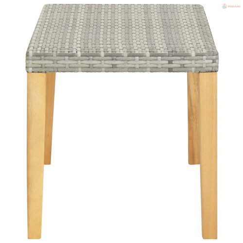 Szürke polyrattan és tömör akácfa kerti pad 120 cm