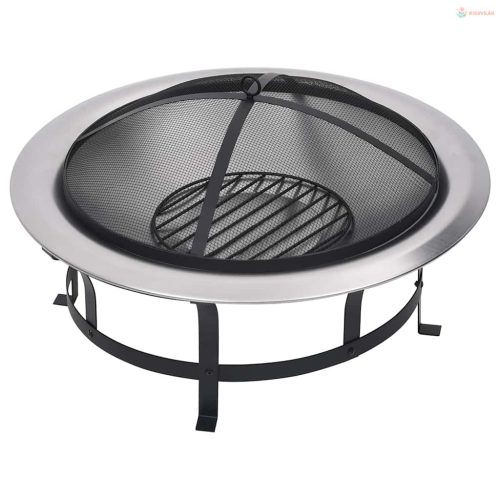 Rozsdamentes acél kültéri tűztál grillráccsal 76 cm
