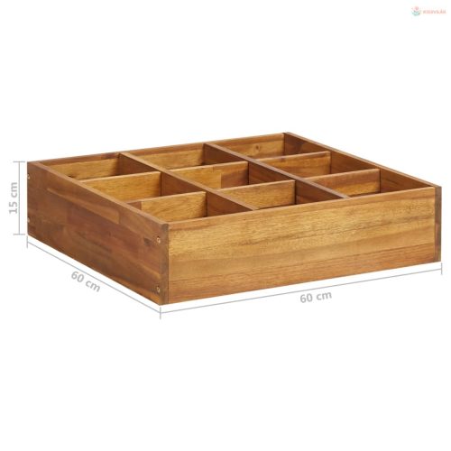 Tömör akácfa kerti magaságyás 60 x 60 x 15 cm