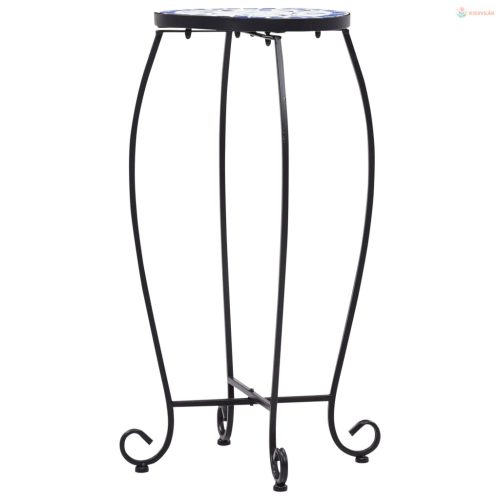 3 db kék és fehér kerámia mozaik asztal