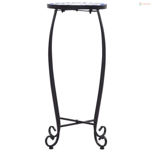 3 db kék és fehér kerámia mozaik asztal