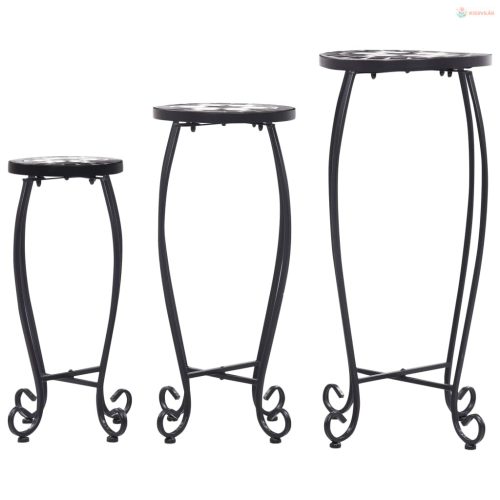 3 db fekete és fehér kerámia mozaik asztal