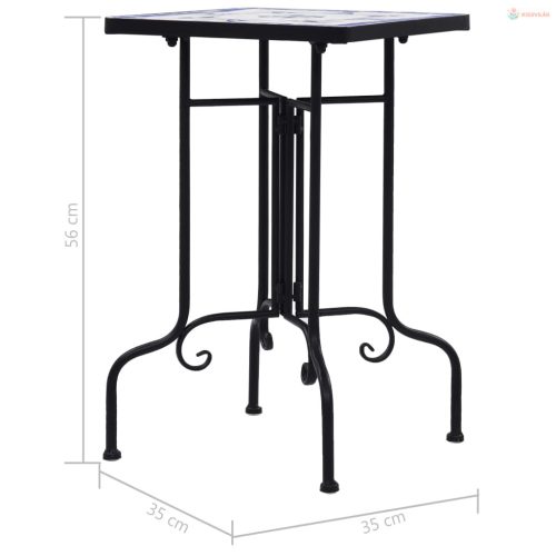 Kék és fehér kerámia mozaik kisasztal