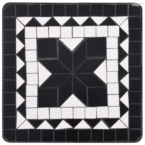 Fekete és fehér kerámia mozaik kisasztal