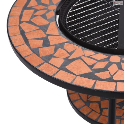 Terrakotta kerámia mozaik tűztál asztallal 68 cm
