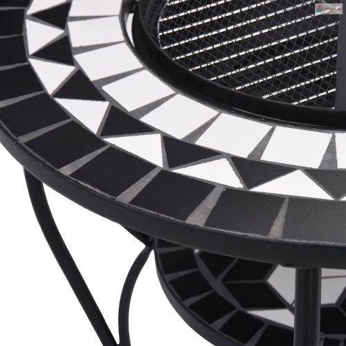 Fekete és fehér kerámia mozaik tűztál asztallal 68 cm