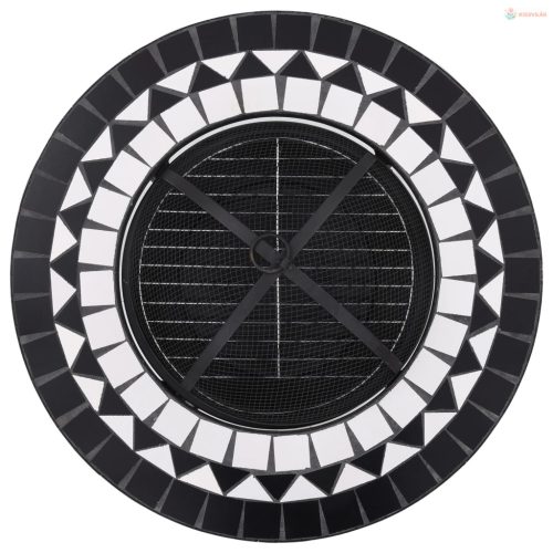 Fekete és fehér kerámia mozaik tűztál asztallal 68 cm