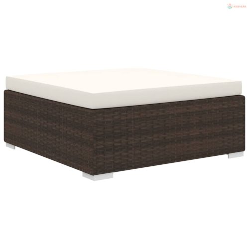 11 részes barna polyrattan kerti bútorszett párnákkal