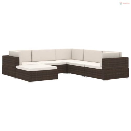 1 db szürke polyrattan moduláris középső kanapé párnákkal