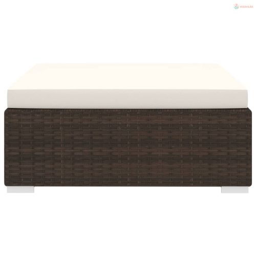 1 db barna polyrattan moduláris lábtartó párnával