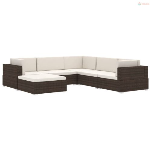 1 db barna polyrattan moduláris lábtartó párnával