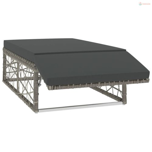 2-részes szürke polyrattan kerti bútorszett párnákkal