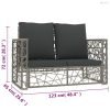 2-részes szürke polyrattan kerti bútorszett párnákkal