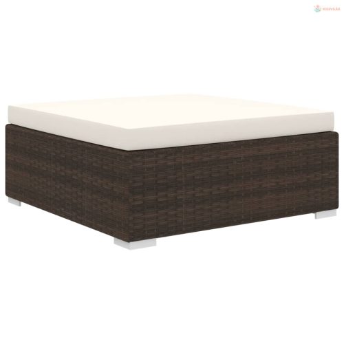 10-részes barna polyrattan kerti bútorszett párnákkal