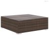 10-részes barna polyrattan kerti bútorszett párnákkal
