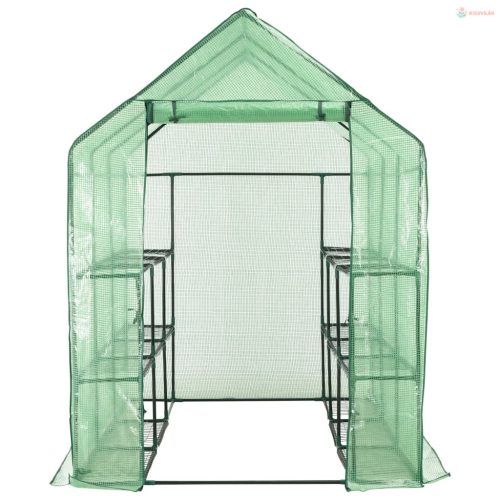 Acél melegház 12 polccal 143 x 214 x 196 cm