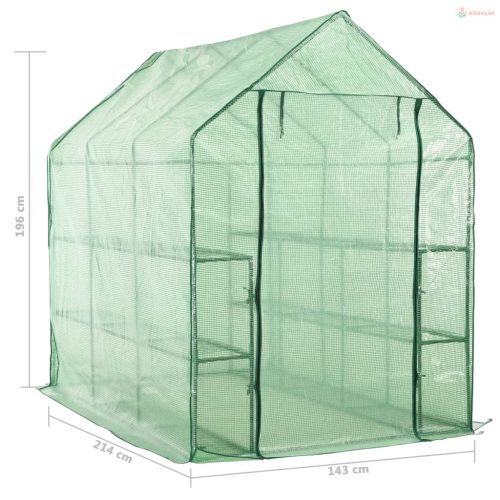 Acél melegház 12 polccal 143 x 214 x 196 cm