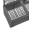 Fekete rácsos polyrattan magaságyás 2 kaspóval 58 x 30 x 107 cm
