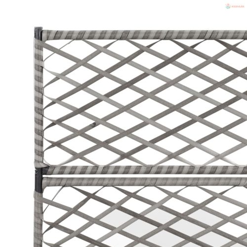Szürke rácsos polyrattan magaságyás 3 kaspóval 83 x 30 x 130 cm