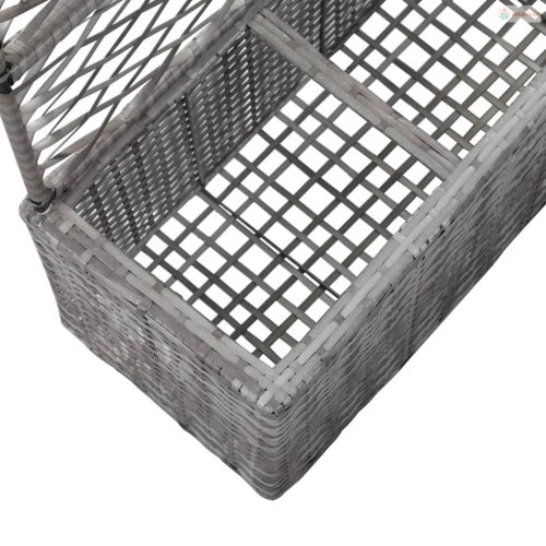 Szürke rácsos polyrattan magaságyás 3 kaspóval 83 x 30 x 130 cm