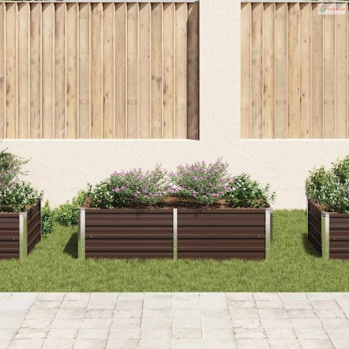 Barna horganyzott acél kerti magaságyás 160 x 80 x 45 cm