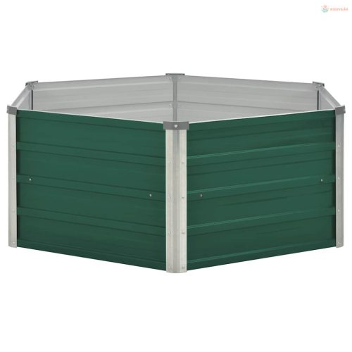 Zöld horganyzott acél kerti magaságyás 129 x 129 x 45 cm