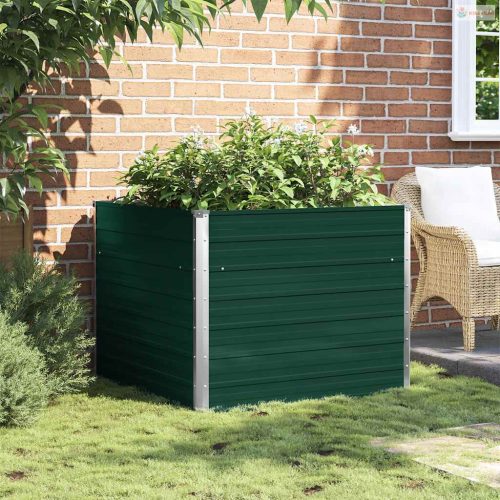 Zöld horganyzott acél kerti magaságyás 100 x 100 x 77 cm