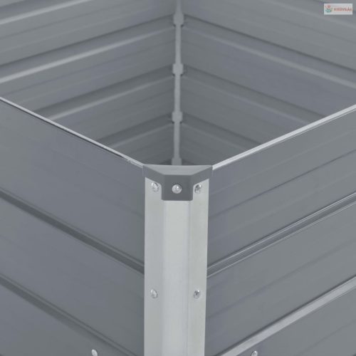 Szürke horganyzott acél kerti magaságyás 100 x 100 x 45 cm