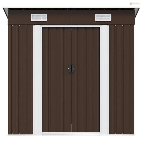 Barna acél kerti fészer 194 x 121 x 181 cm