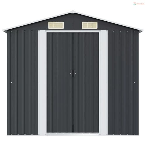 Antracitszürke acél kerti fészer 204 x 132 x 186 cm
