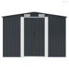 Antracitszürke acél kerti fészer 257 x 205 x 178 cm