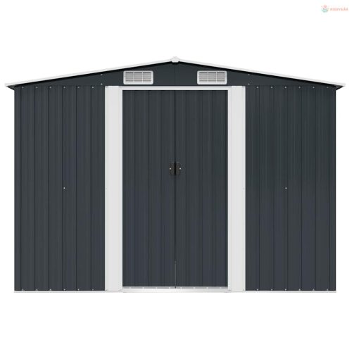 Antracitszürke acél kerti fészer 257 x 205 x 178 cm